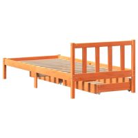 vidaXL Sängram utan madrass vaxbrun 75x190 cm massiv furu - Bild 6