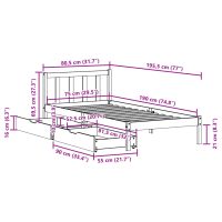 vidaXL Sängram utan madrass vaxbrun 75x190 cm massiv furu - Bild 11