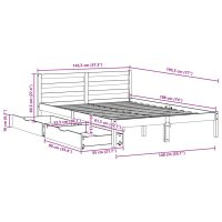 vidaXL Sängram utan madrass vaxbrun 140x190 cm massiv furu - Bild 12