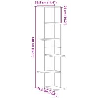 vidaXL Vägghylla hörn vit 36,5x36,5x140 cm spånskiva - Bild 9