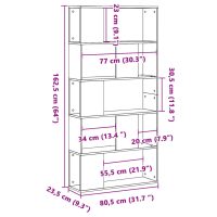 vidaXL Bokhylla 5 hyllplan vit 80,5x23,5x162,5 cm konstruerat trä - Bild 8