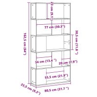 vidaXL Bokhylla 5 hyllplan svart 80,5x23,5x162,5 cm konstruerat trä - Bild 8