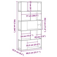 vidaXL Bokhylla 5 hyllplan sonoma-ek 80,5x23,5x162,5cm konstruerat trä - Bild 8