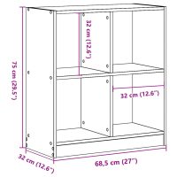 vidaXL Bokhylla vit 68,5x32x75 cm konstruerat trä - Bild 9