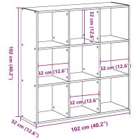 vidaXL Bokhylla svart 102x32x102 cm konstruerat trä - Bild 9