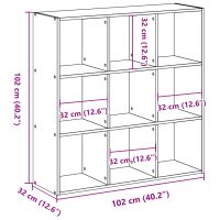 vidaXL Bokhylla rökfärgad ek 102x32x102 cm konstruerat trä - Bild 9