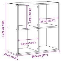 vidaXL Bokhylla brun ek 68,5x32x68,5 cm konstruerat trä - Bild 9