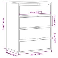 vidaXL Byrå vit 60x41x76 cm konstruerat trä - Bild 10