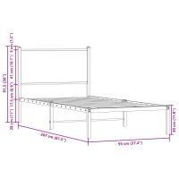 vidaXL Sängram med huvudgavel metall rökfärgad ek 90x200 cm - Bild 10