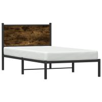 vidaXL Sängram med huvudgavel metall rökfärgad ek 107x203 cm - Bild 4