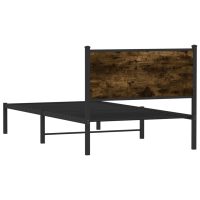 vidaXL Sängram med huvudgavel metall rökfärgad ek 107x203 cm - Bild 7