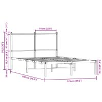 vidaXL Sängram med huvudgavel metall rökfärgad ek 120x190 cm - Bild 10