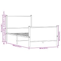 vidaXL Sängram med huvudgavel & fotgavel rökfärgad ek metall 75x190 cm - Bild 10