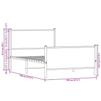 vidaXL Sängram med huvudgavel & fotgavel rökfärgad ek metall 100x190cm - Bild 10