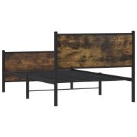 vidaXL Sängram med huvudgavel & fotgavel rökfärgad ek metall 107x203cm - Bild 7