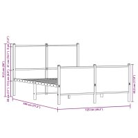 vidaXL Sängram med huvudgavel & fotgavel rökfärgad ek metall 120x190cm - Bild 10