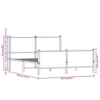 vidaXL Sängram med huvudgavel & fotgavel rökfärgad ek metall 137x190cm - Bild 10