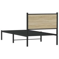 vidaXL Sängram med huvudgavel metall sonoma-ek 90x190 cm - Bild 7