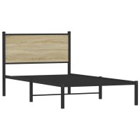 vidaXL Sängram med huvudgavel metall sonoma-ek 107x203 cm - Bild 2