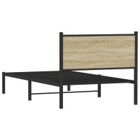 vidaXL Sängram med huvudgavel metall sonoma-ek 107x203 cm - Bild 7