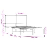 vidaXL Sängram med huvudgavel metall sonoma-ek 120x190 cm - Bild 10