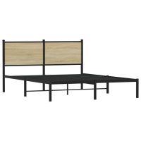 vidaXL Sängram med huvudgavel metall sonoma-ek 137x190 cm - Bild 2