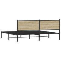 vidaXL Sängram med huvudgavel metall sonoma-ek 193x203 cm - Bild 7