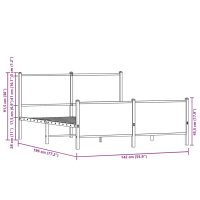 vidaXL Sängram med huvudgavel & fotgavel brun ek metall 137x190 cm - Bild 10