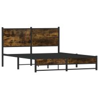 vidaXL Sängram utan madrass metall rökfärgad ek 140x190 cm - Bild 2