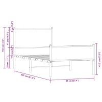 vidaXL Sängram med huvudgavel & fotgavel rökfärgad ek metall 90x200 cm - Bild 10