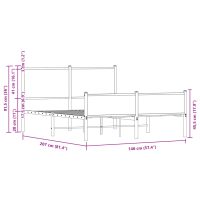 vidaXL Sängram utan madrass metall rökfärgad ek 140x200 cm - Bild 10