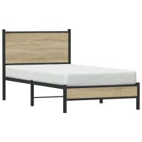 vidaXL Sängram utan madrass metall sonoma-ek 75x190 cm - Bild 4