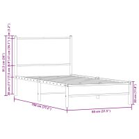 vidaXL Sängram utan madrass metall sonoma-ek 75x190 cm - Bild 10