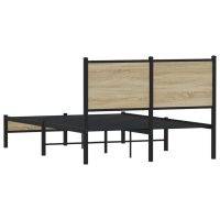 vidaXL Sängram utan madrass metall sonoma-ek 120x200 cm - Bild 7