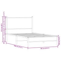 vidaXL Sängram med huvudgavel metall brun ek 100x190 cm - Bild 10