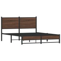 vidaXL Sängram utan madrass metall brun ek 150x200 cm - Bild 2