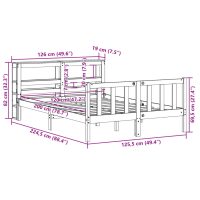 vidaXL Sängram med huvudgavel vaxbrun 120x200 cm massiv furu - Bild 12