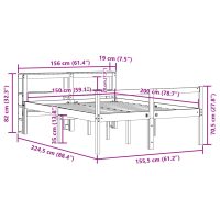 vidaXL Seniorsäng med sänggavel vit 150x200 cm massiv furu - Bild 12