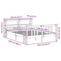 vidaXL Sängram med huvudgavel vit 140x200 cm massiv furu - Bild 12