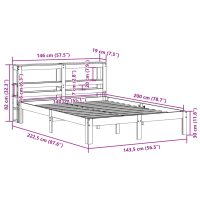 vidaXL Sängram med huvudgavel vit 140x200 cm massiv furu - Bild 11