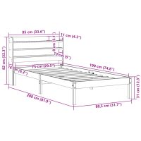 vidaXL Sängram utan madrass 75x190 cm massiv furu - Bild 12