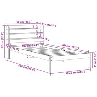 vidaXL Sängram utan madrass vit 100x200 cm massiv furu - Bild 12