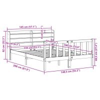 vidaXL Sängram utan madrass vit 140x190 cm massiv furu - Bild 12