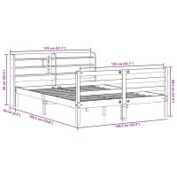 vidaXL Sängram med huvudgavel 135x190 cm massiv furu - Bild 12