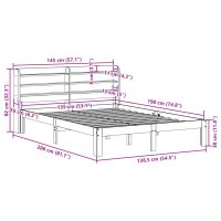 vidaXL Sängram med huvudgavel vit 135x190 cm massiv furu - Bild 11