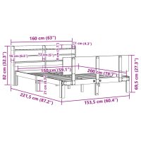 vidaXL Sängram med huvudgavel 150x200 cm massiv furu - Bild 12