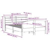 vidaXL Sängram utan madrass vit 140x190 cm massiv furu - Bild 12