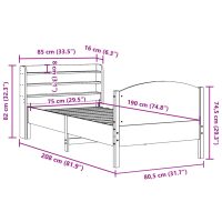 vidaXL Sängram utan madrass 75x190 cm massiv furu - Bild 12