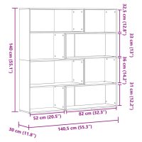 vidaXL Bokhylla hörn 4 hyllplan svart 85x85x140 cm konstruerat trä - Bild 10