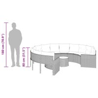 vidaXL Trädgårdssoffa med bord och dynor rund grå konstrotting - Bild 12